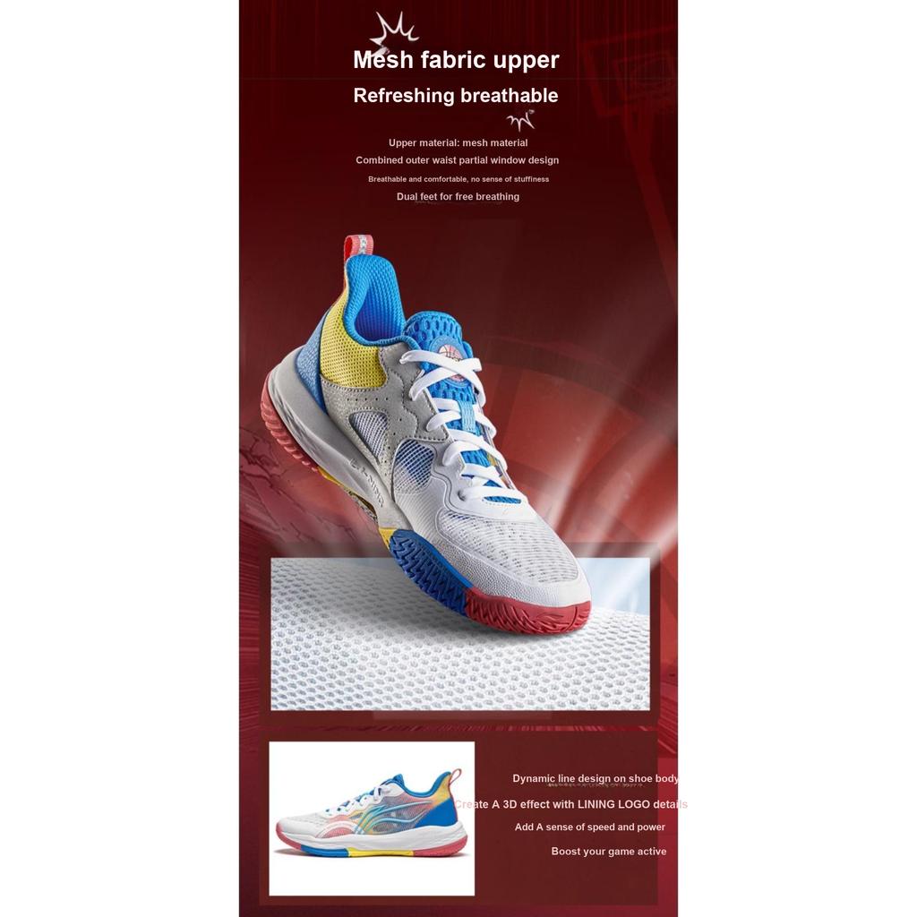 Li Ning Dětské boty na dlouhou pěst V2 Lehká pěna Protiskluzové Ochrana proti kopům Tlumící Nárazuvzdorné Odolné prodyšné Odrazové Nízké basketbalové boty YKBU026-41
