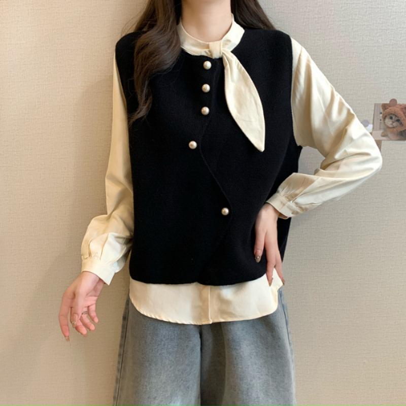 

Дизайнерский нерегулярный жилет-свитер на пуговицах, женский зимний безрукавный многослойный однотонный жилет-свитер One Size