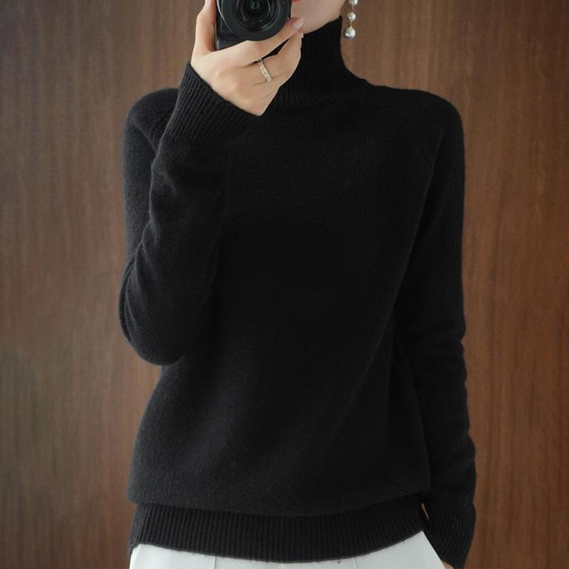 Nový jarní podzimní dámský svetr rolák štíhlý jednobarevný vysoce kvalitní hřejivý komfort visící pletený svetr