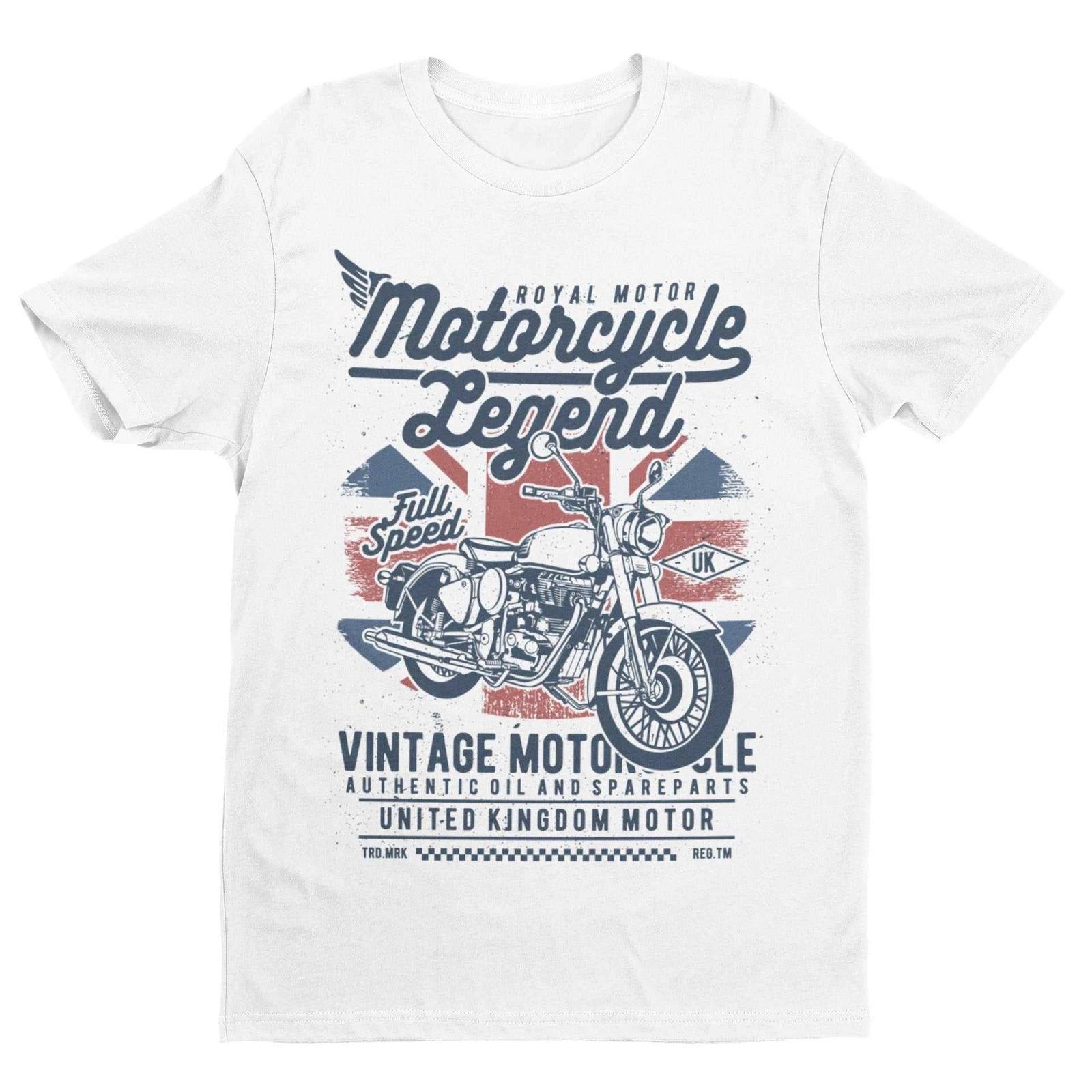 British Biker T Shirt Motorcycle Legend Vintage Motorbike Union Jack Classic 4XL