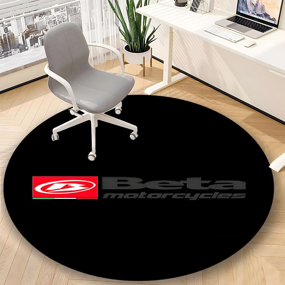Beta Logo Round Rug – Non-Slip Round Floor Mat – Indoor Home Decor Rug