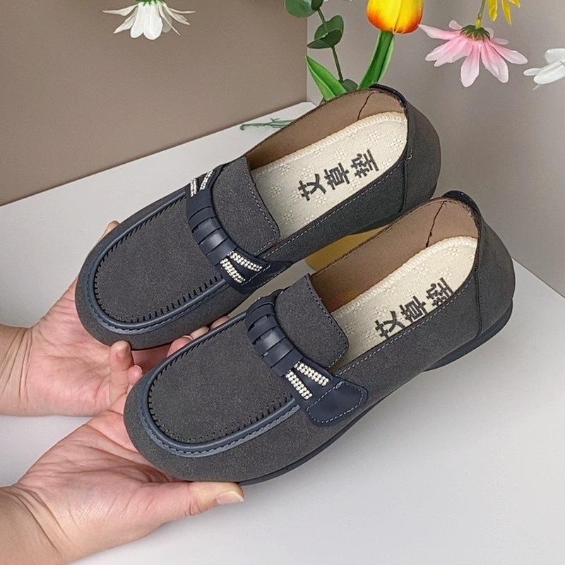 Spring versatile fashion Doudou shoes women's casual velvet warm soft sole medium casual single