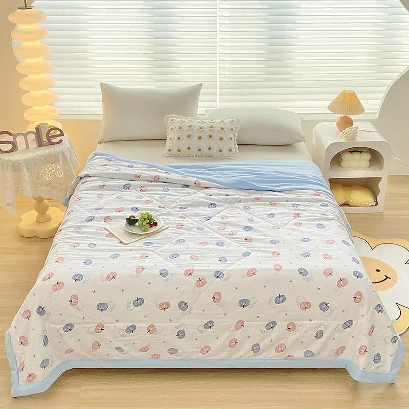 Cute Zoo Animals Print Quilt Bedspreads Children Adults Thin Comforter Summer Quilt Single Double Bed Air-Condition Bed Blanket