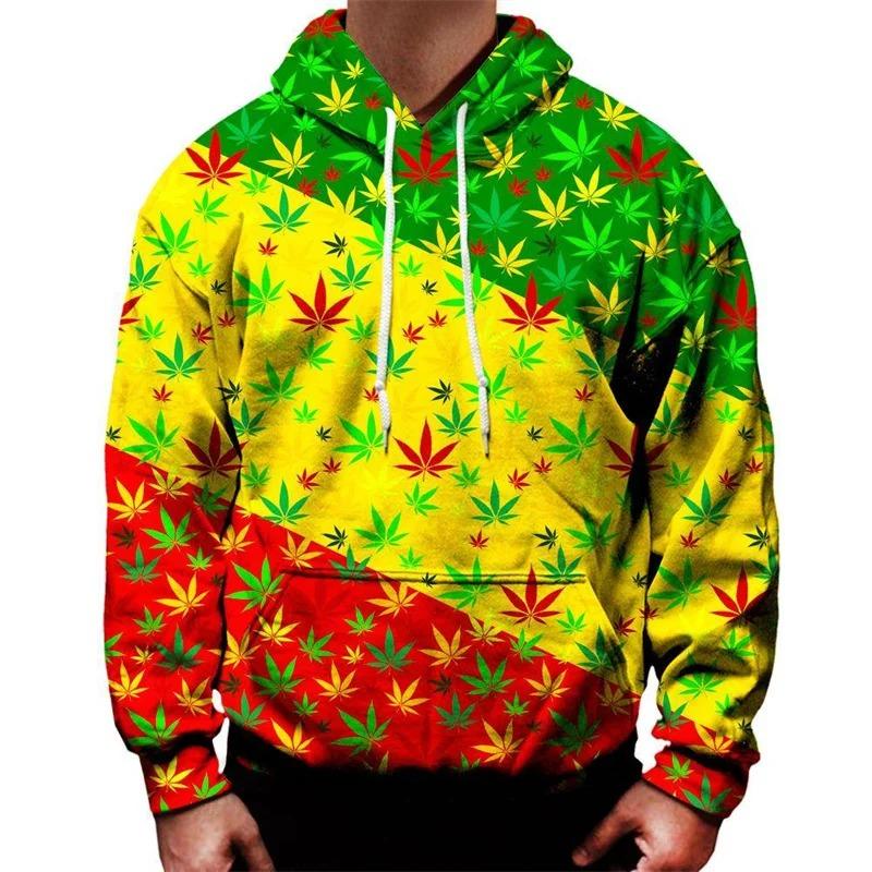 Multi Color Plants Leaf Hoodie Men 3D Printed Flower Sweatshirt Women Long Sleeve Hoodies Tops Casual Street Oversized Pullovers