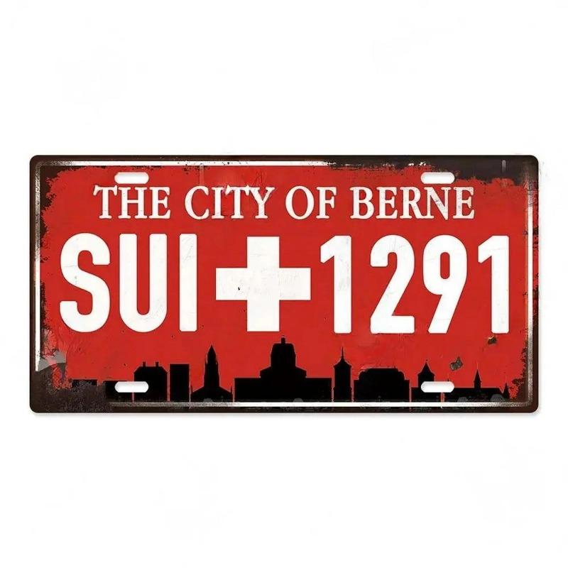 Retro Car 2D Metal Sign, Aluminum Wall Decor 15x30cm
