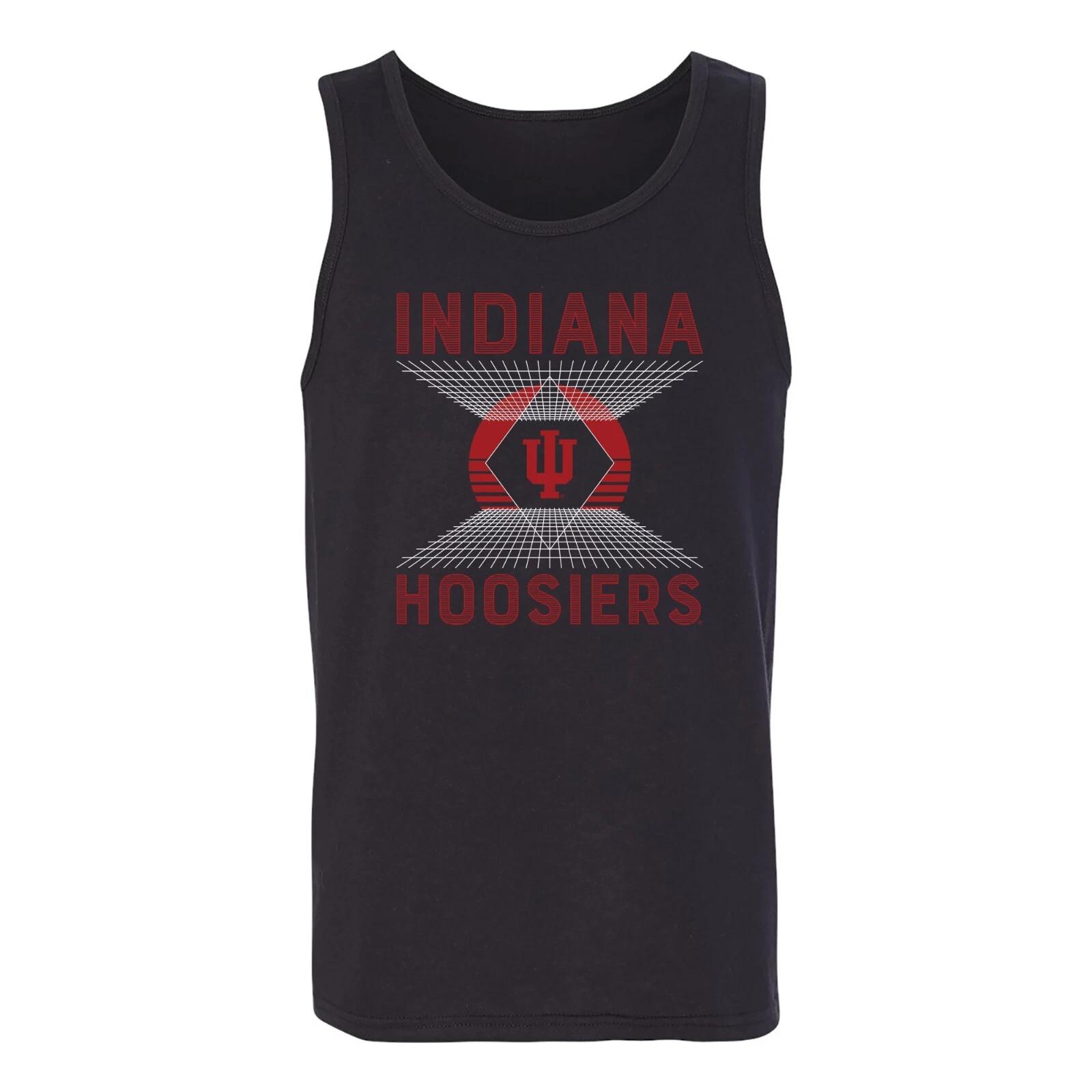 Indiana Vaporwave Grid Cotton Tank Top - Black L