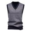 Men's Winter Fleece-Lined Plaid Vest, Pullover, Loose-Fitting Men's Sleeveless Sweater Vest
