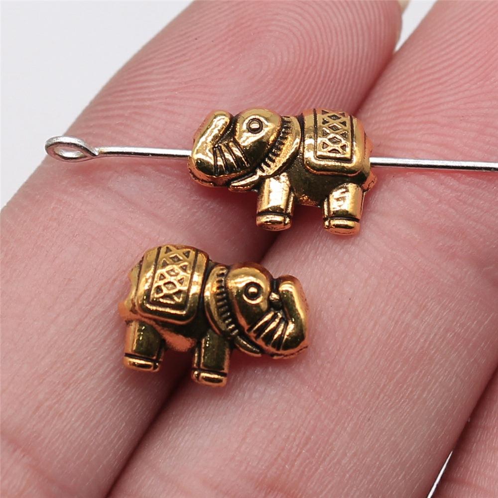 10pcs Ganesha Beads Elephant Beads For Jewelry Making Antique Gold Color Bronze Silver Color Pendants DIY Crafts Making Findings