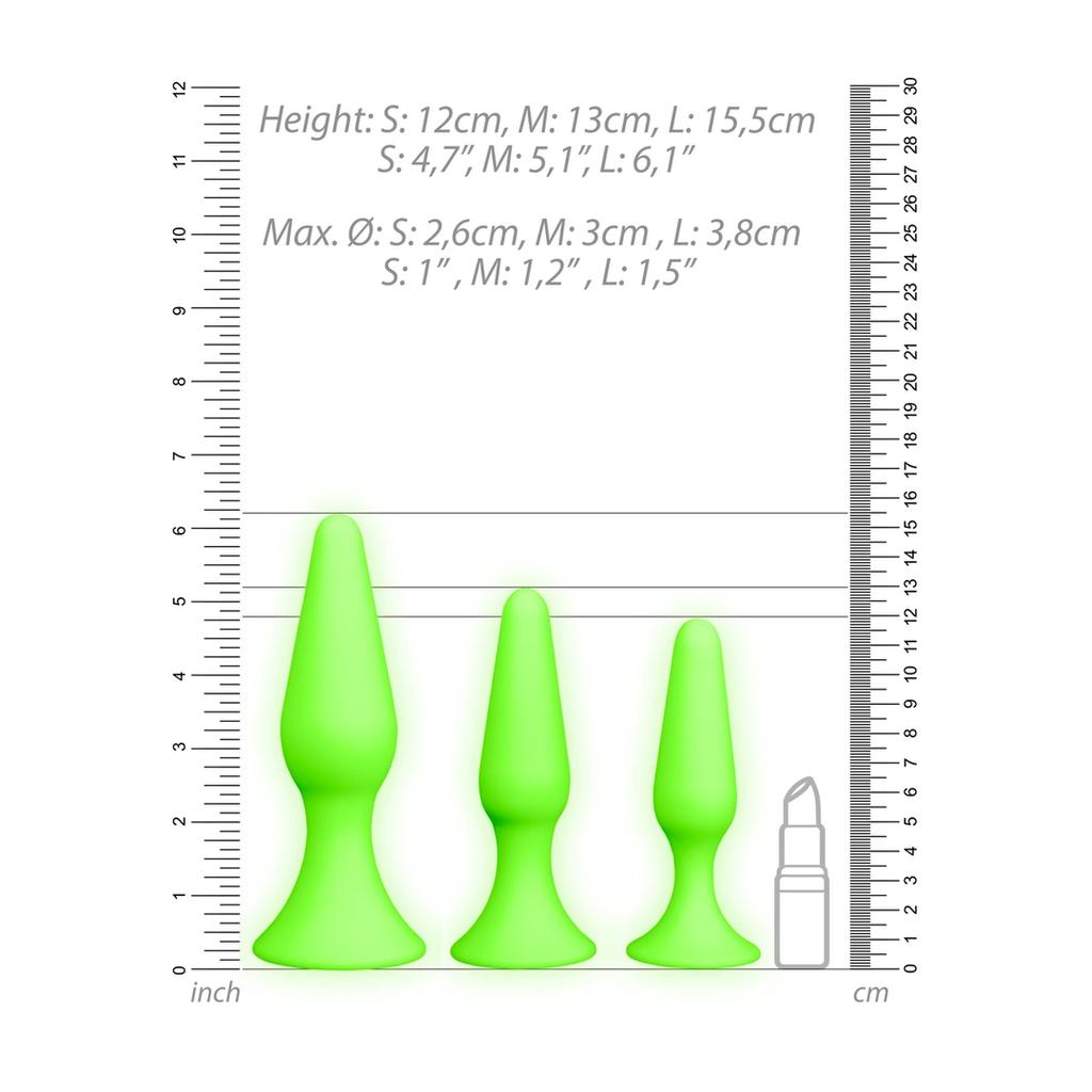 Glow-in-the-Dark Butt Plug Set Ouch! by shots