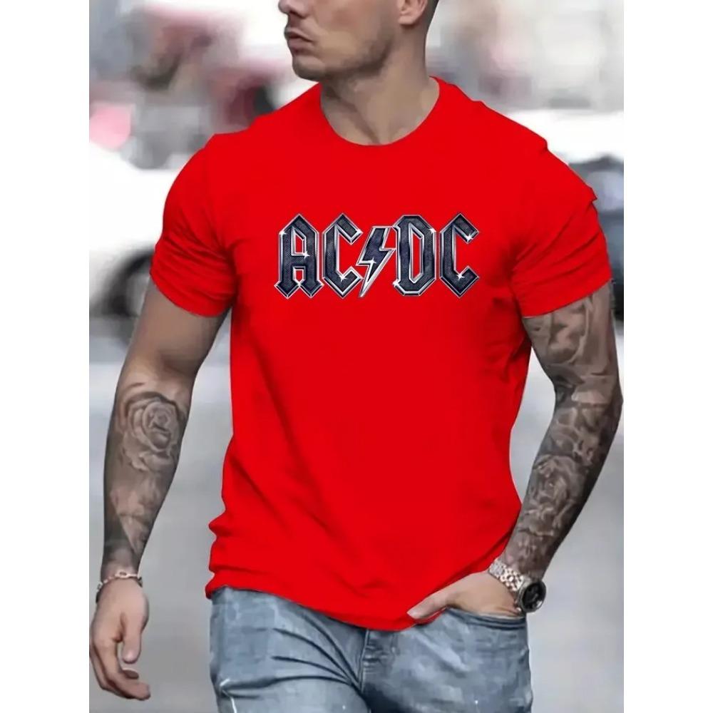 ETST 23 AC_DC Heren T-shirt Klassiek Rockband T-shirt Top Heren Katoen Ronde Hals Zwart T-shirt Hoge Kwaliteit en Hoog Gewicht 4XL