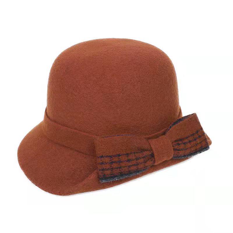 Miyu Sifei Women's Winter Wool Fluffy Checkered Foldable Fisherman Hat