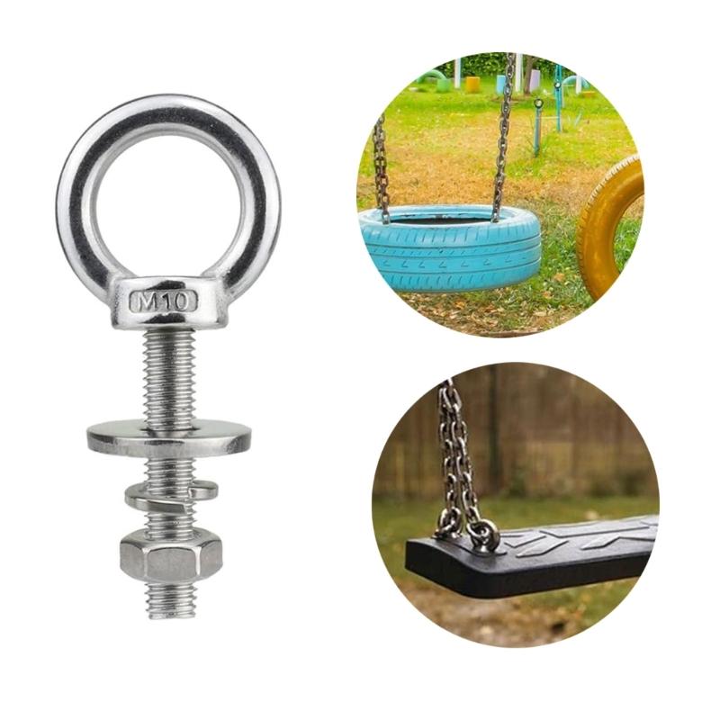 5Pcs Heavy Duty Lifting Rings Threaded Eyebolts with Washers and Nut Stainless Steels Eye Bolts for Tie Down Straps