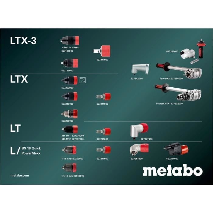 Perceuse visseuse sans fil - metabo - bs 18 lt bl q - 18 v - metabox 145
