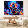 VIKAMA Meditating Goddess Boho Tapestry  Colorful Hair Aesthetic Wall Art For Living Room Bedroom Entryway Decor