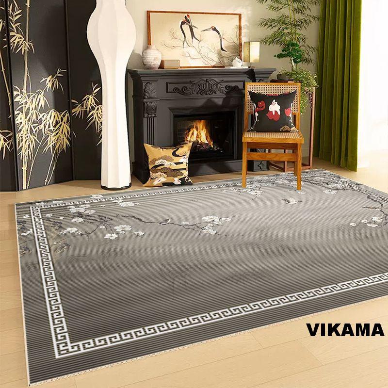 

Crystal Velvet Chinese Ink Light Luxury Living Room Full Sleeping Carpet Landscape Ancient Style Non-Slip Rug 40X60CM