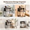 Bathroom Counter Storage Shelf, 2 Level Iron and Plastic Rack with Split Top Holder and Open Lower Tray for Bottles