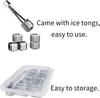304 Stainless Steel Whiskey Stones Reusable Beverage Chiller Stones with Tongs and Container Vodka Wine Beer Bar Chiller Tools
