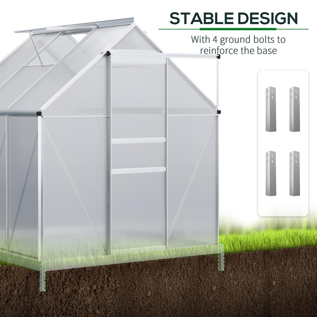 190 X 190cm Walk-In Polycarbonate Greenhouse