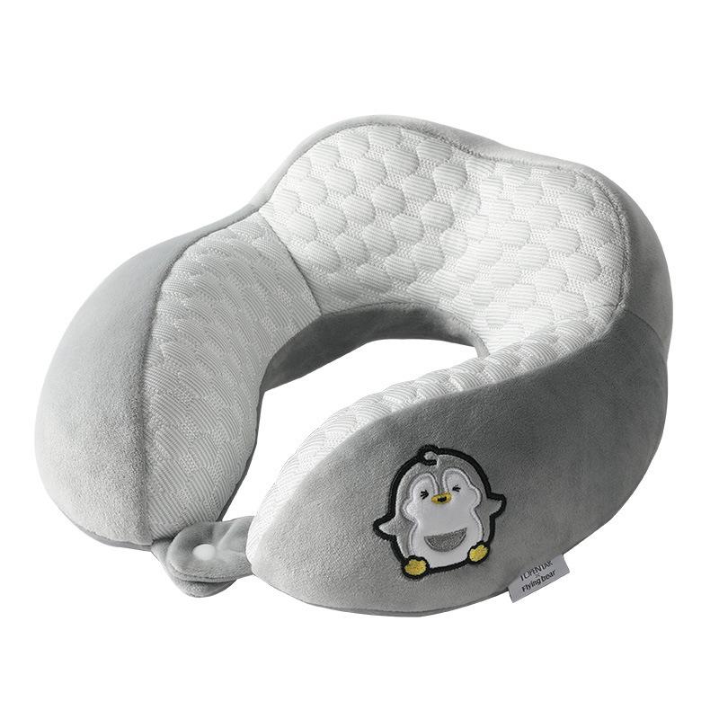 U-Shaped Cartoon Neck Pillow: Cute Embroidered Travel Pillow with Parent-Child Support