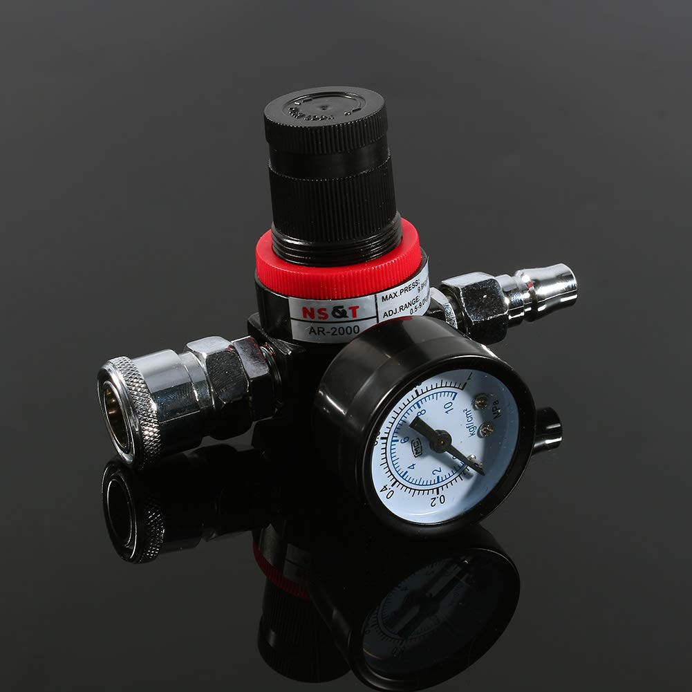 Jeffergarden Pressure Regulator, 1/4" Pressure Reducer, 145 PSI Maximum Pressure Regulator, Air Adjustment Valve, Compressor Air Regulator