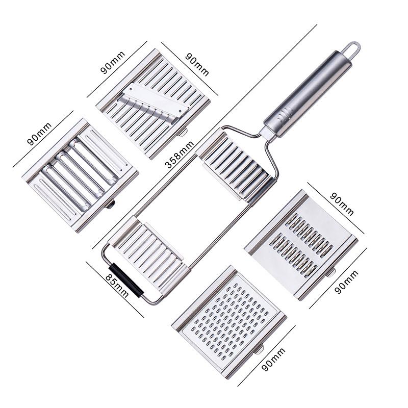 Gemüse- und Obstschneider aus Edelstahl Mehrzweck Manueller Gemüseschneider Reibe für Kartoffeln, Karotten, Gurken Küchenwerkzeug
