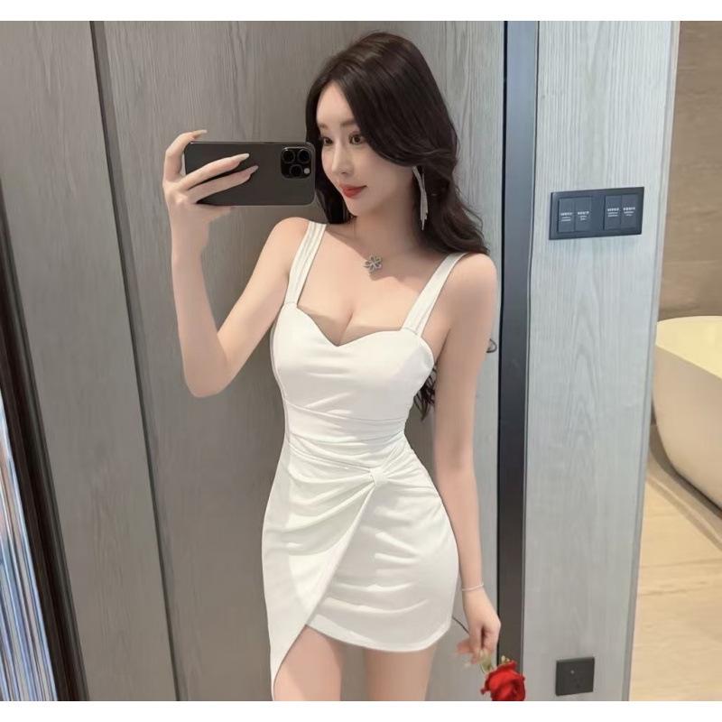 Chic 9739 Low-Cut Irregular Strap Dress: Women s Nightclub & Office Bodycon Medium