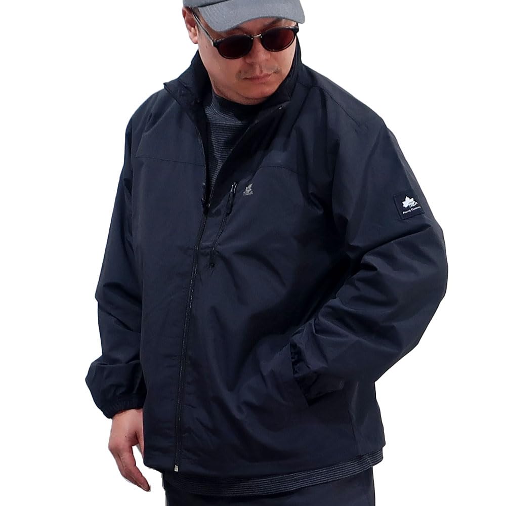 

LOGOS park Men s Plus Size Logo Spark Taffeta-Lined Stand-Up Blouson, Sizes 2L, 3L, 4L, and 5L, Water-Repellent, 10001759 (JP, Alphabet, 3L, Black)