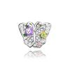 Copper Metal Full Diamond Charm Bead Components Colorful Heart Blooming Rose Round Bead Components Pendant Bead Component Compatible With Authentic