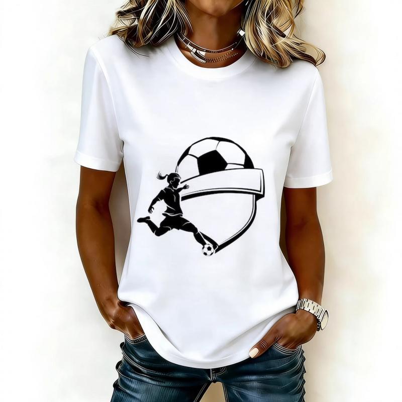 2026 Casual Women's Short-Sleeve T-Shirt with USA-Canada-Mexico World Cup Football Match Print