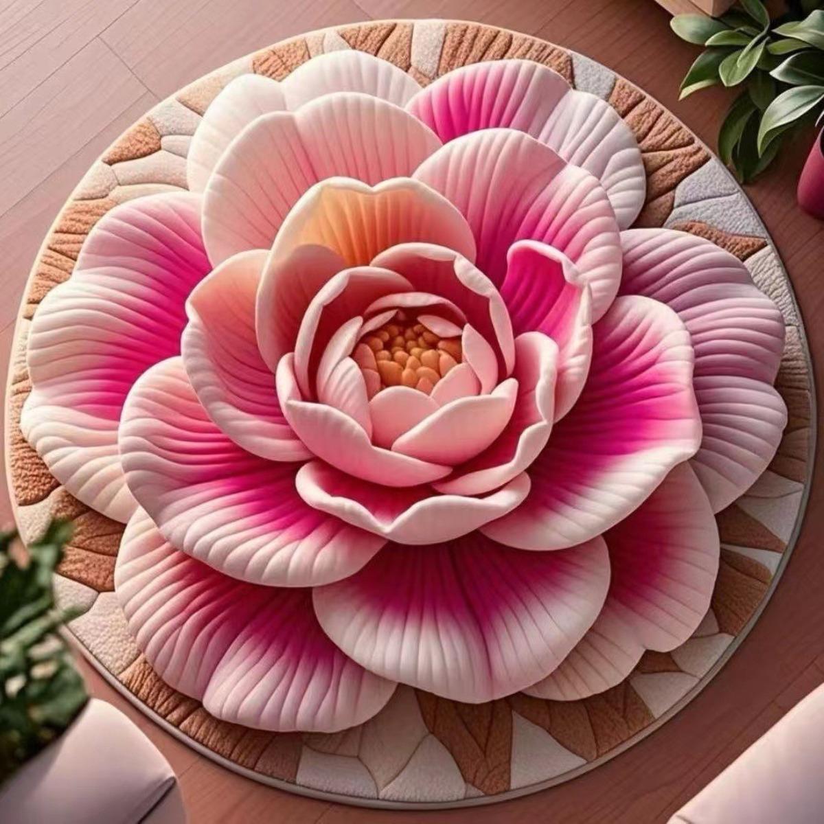 

3D, Круглый декор, Противоскользящий, Кристаллический вельвет, Гостиная, Ковер для кофейного столика, Гардеробная, Ковер 120*120CM