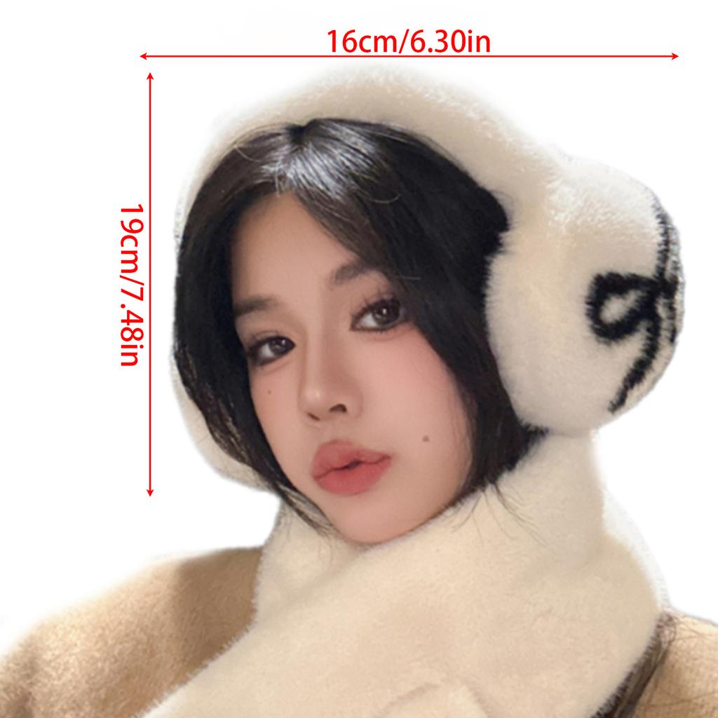 Foldable Plush Ear Muffs With Bowknot/Paws Pattern For Women And Girls Winter Outdoor Activity Ear Protectors
