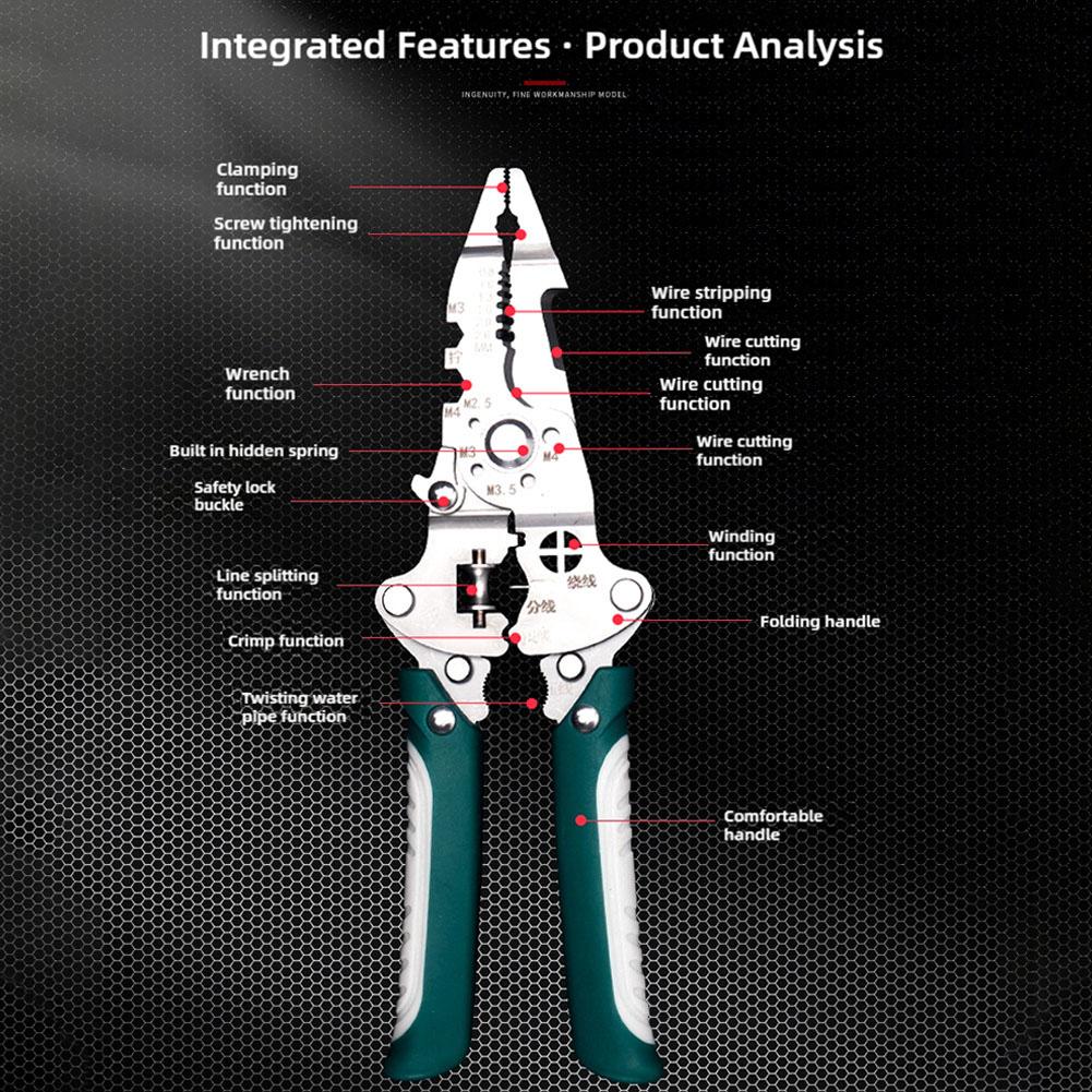 Multifunctional Pliers Crimper Cable Cutter Adjustable Automatic Wire Stripper Stripping Crimping Pliers Terminal Hand Tool