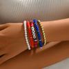 Women's Vintage Bohemian Bracelet Set, Polymer Clay Beaded Stackable Bracelets with Love Charms