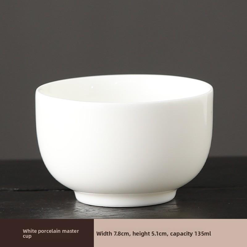 Suet Jade White Porcelain Master Cup Kung Fu Tea Set Ceramic Teacup Tea Tasting Cup Single Cup Smell Fragrance Cup
