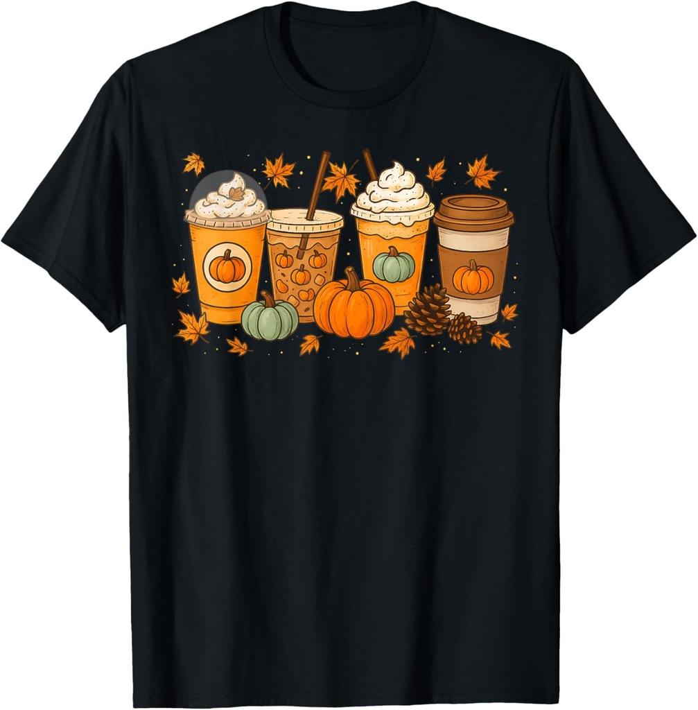 Coffee Pumpkin Latte Spice Coffee Love Fall Season Halloween Unisex T-Shirt Mens Womens Tees Top
