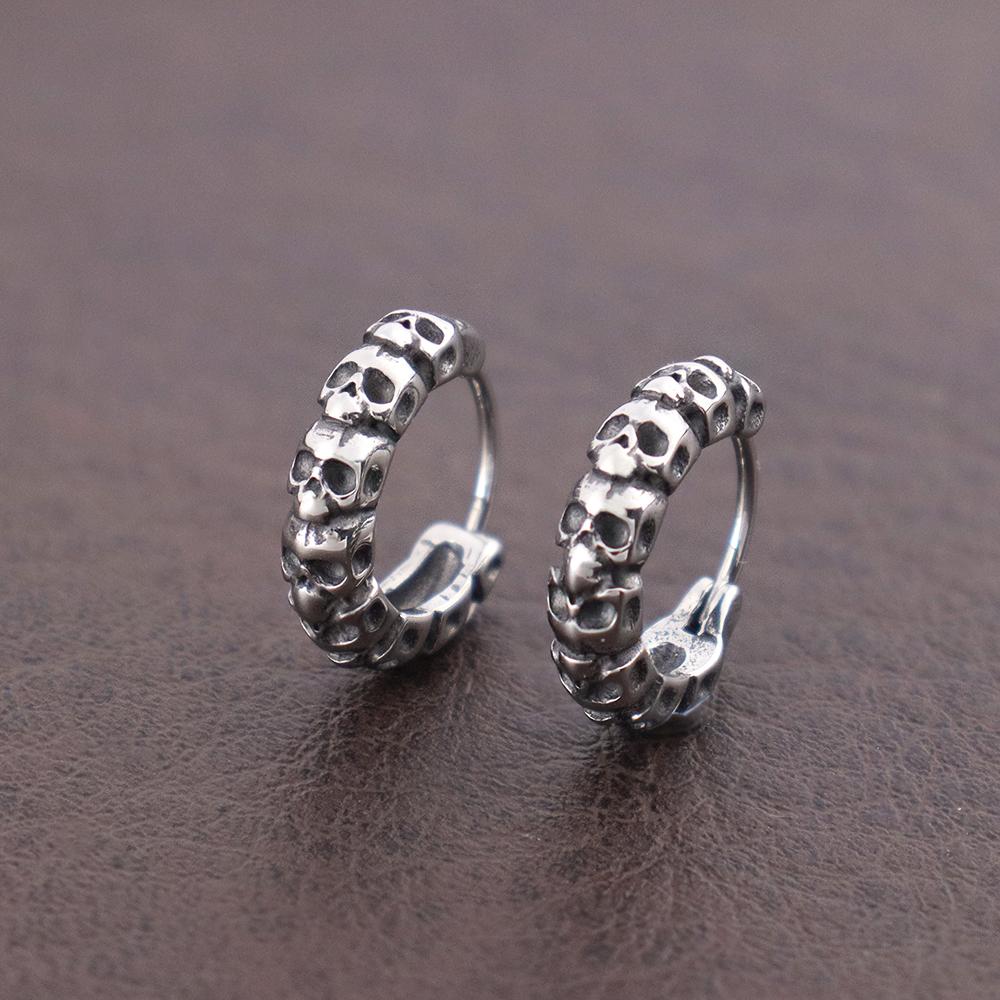 Punk Hip Hop Skull Hoop Earrings for Women Stainless Steel Trendy Charm Skeleton Hoop Earring Gothic Male Pop Jewelry