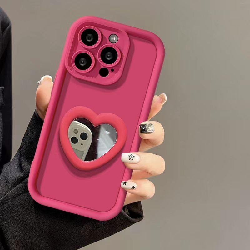 Applicable iPhone17promax Mobile Phone Case 16pro Apple 15pro Love Mirror Holder 151214 Soft Case