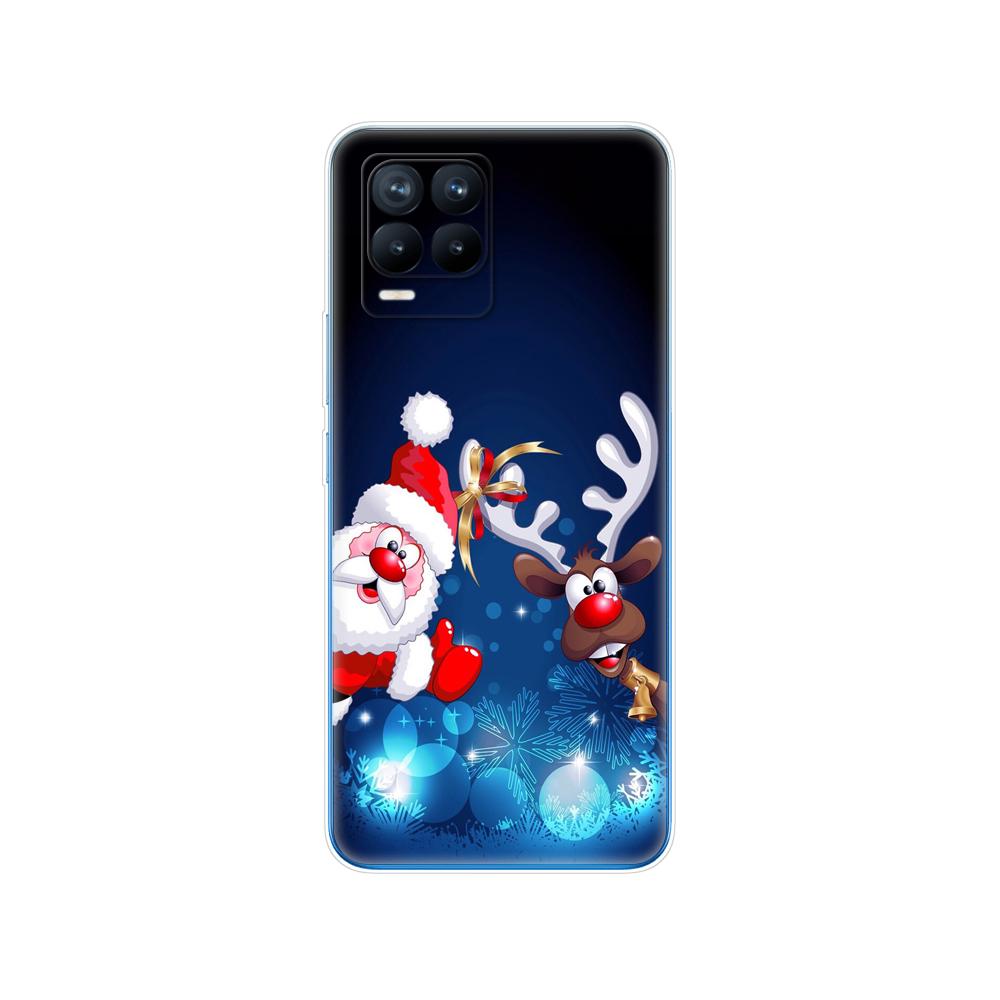 Für Realme 8 Hülle 6,4 Zoll Rückseitige Telefonabdeckung Für Realme 8 Pro OPPO Realme8 4G RMX3085 Stoßstange Winter Weihnachten Schnee Baum Neujahr