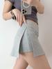 High-Waisted Grey A-Line Sports Skirt - Women's Spicy Vintage Side Split Yoga Running Skirt