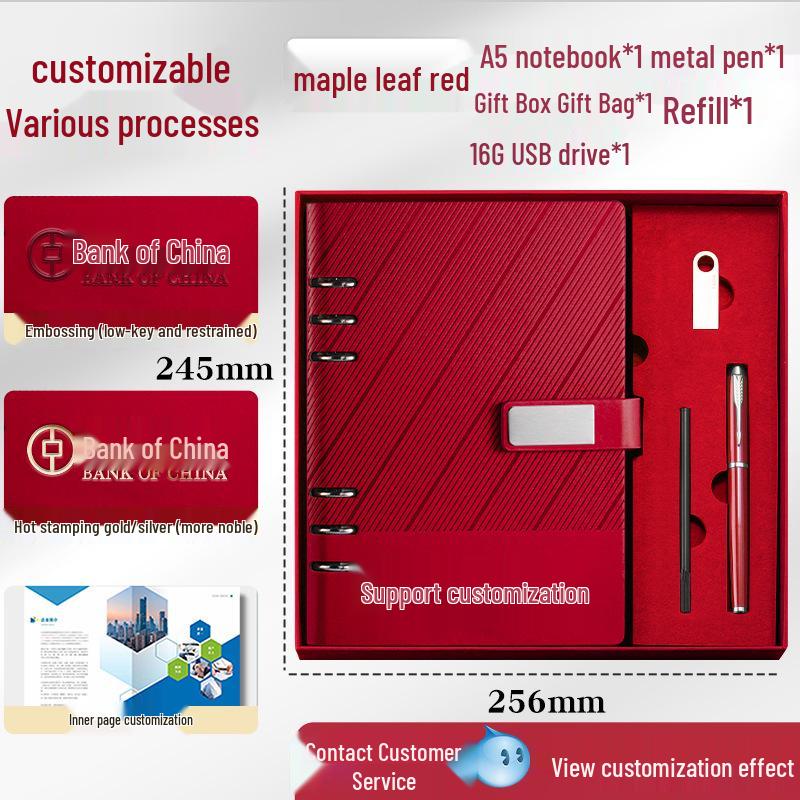 Custom A5 Ring Binder Notebook Gift Set with Logo - Holiday Souvenir Box