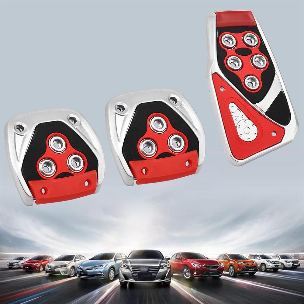 

3 шт. ручные автомобильные нескользящие накладки на педали для ног, стильные педали тормоза, акселератора, сцепления, пластиковые автомобильные аксессуары красный