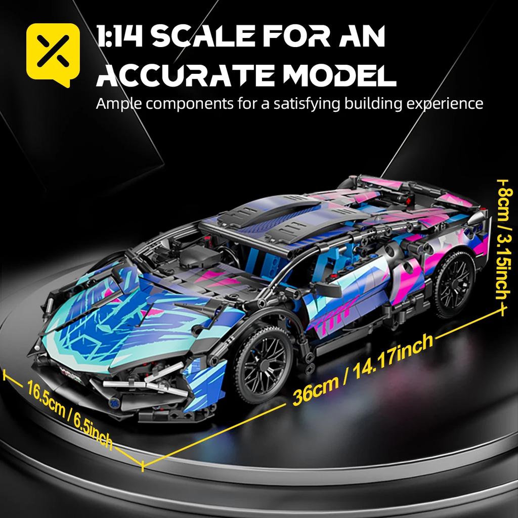 Colorful Cool High-Tech Supercar Model Building Blocks Children's Educational Assembly Toys Boy Adult Gift Collection Show
