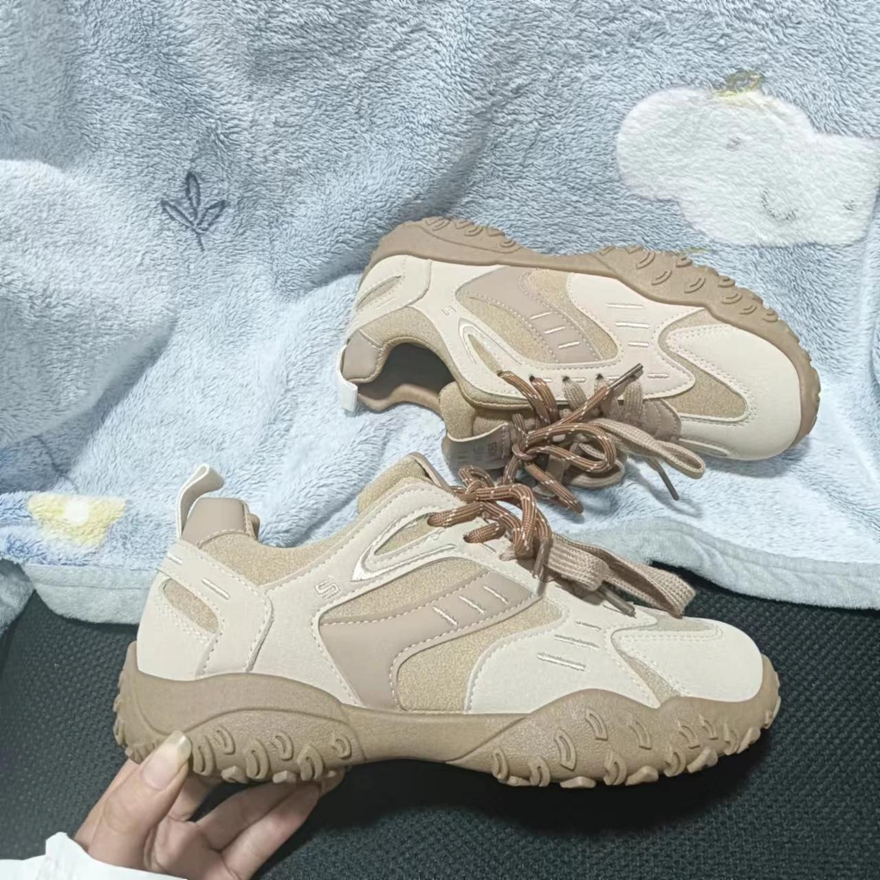 

Женская обувь 2024 года, брендовые женские туфли на шнуровке из вулканизированной стали, модные, сочетающиеся по цвету, высококачественные, с круглым носком, удобные, повседневные туфли 35 бежевый