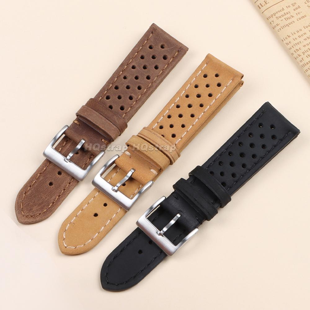 18mm 20mm 22mm Handmade Leather Strap Vintage Cowhide Band Men Women Universal Watchband Breathable Sport Bracelet Accessories