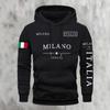 Men's Flag & Letter Hoodie - Fleece Lined Autumn/Winter Trendy Pullover