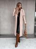 Women's Spring/Autumn Simple V-neck Wool Long Coat with Tie