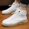 Chaussures Décontractées en Cuir Mode pour Hommes Baskets Confortables Chaussures Décontractées Chaussures de Marche Bottes d'Hiver Chaussures en Cuir Vulcanisé à Lacets pour Hommes