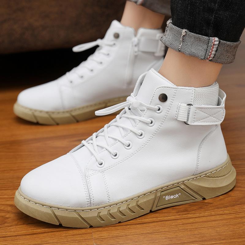 Chaussures Décontractées en Cuir Mode pour Hommes Baskets Confortables Chaussures Décontractées Chaussures de Marche Bottes d'Hiver Chaussures en Cuir Vulcanisé à Lacets pour Hommes