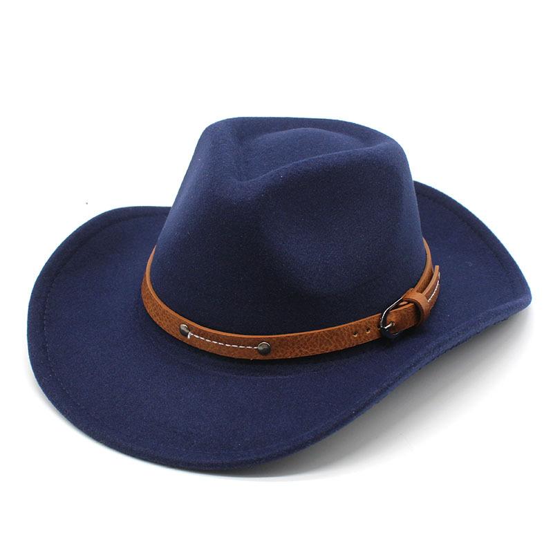 Western Cowboy Hat Dance Performance Jazz Hat Belt Accessories Felt Hat Couple Hat