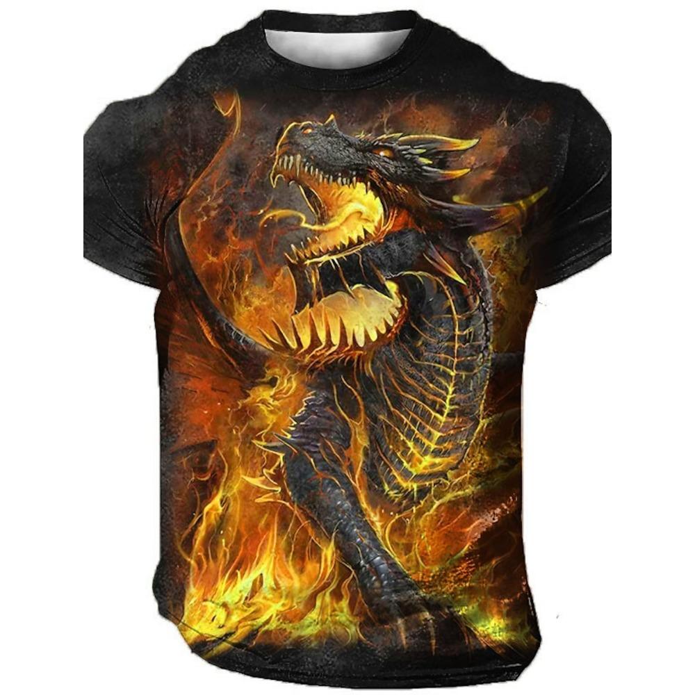 Summer Men's Vintage T Shirt 3d Print Oversized Retro Dragon Graphics Street Short Sleeve Men Clothing Fashion T-shirts Tee Tops